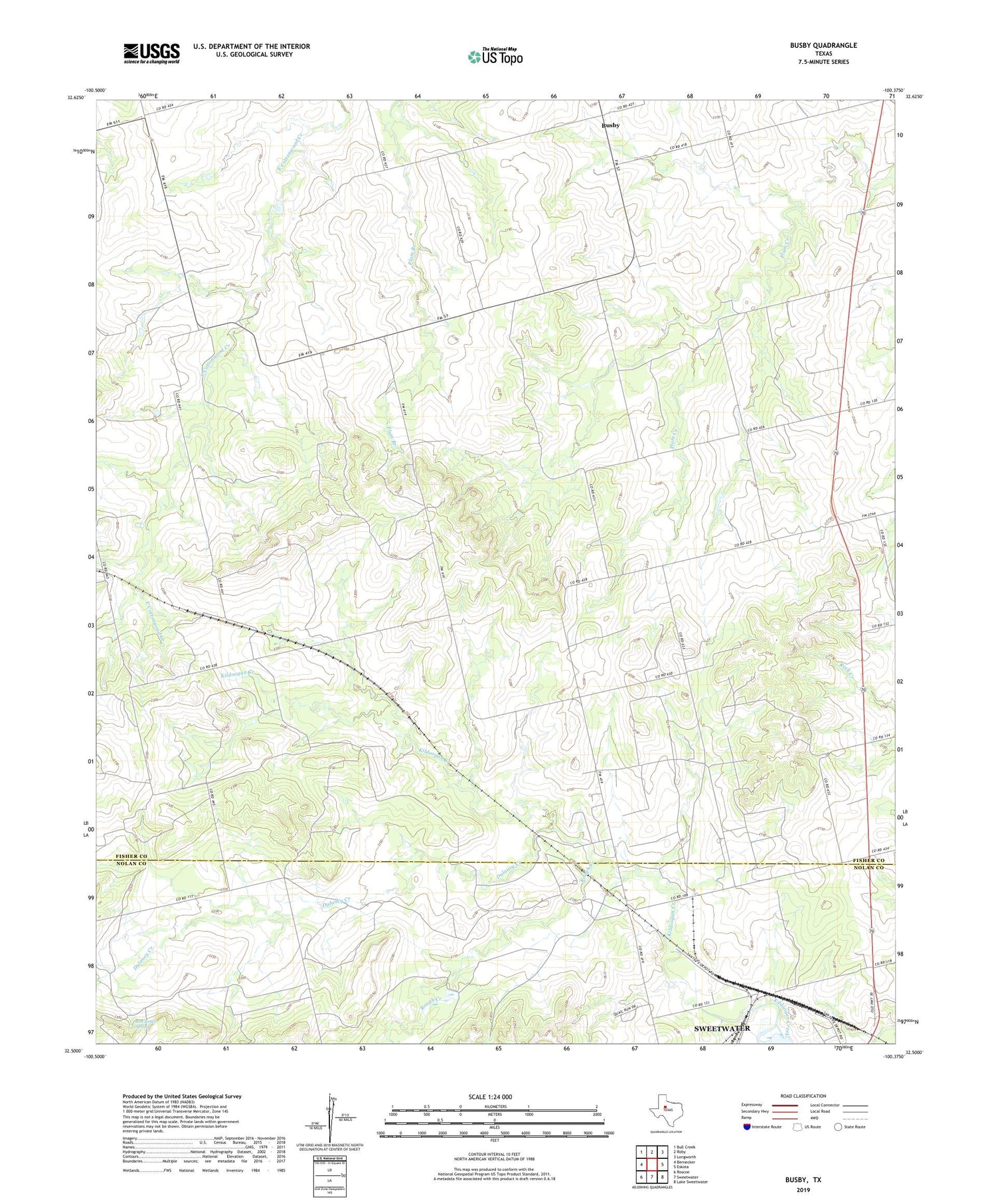 Busby Texas US Topo Map Image