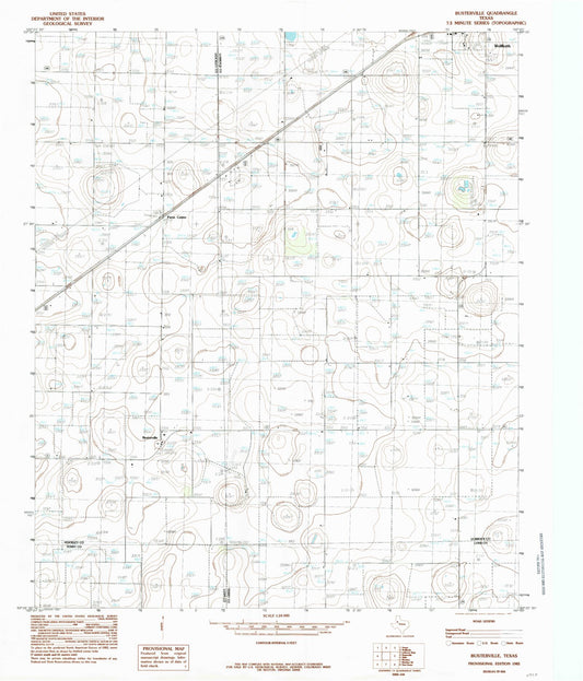 Classic USGS Busterville Texas 7.5'x7.5' Topo Map Image