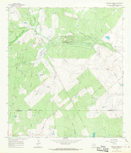 Classic USGS Caballos Creek Texas 7.5'x7.5' Topo Map Image