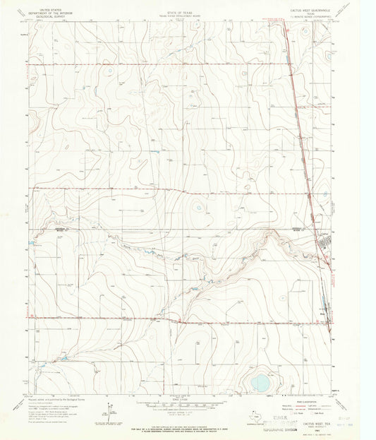 Classic USGS Cactus West Texas 7.5'x7.5' Topo Map Image