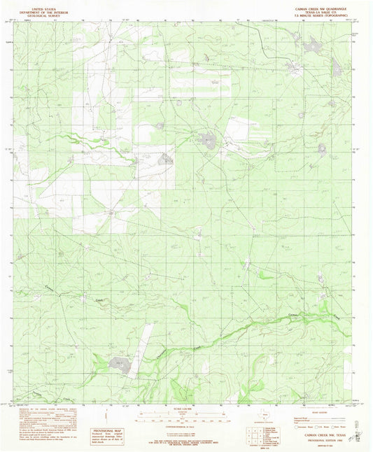 Classic USGS Caiman Creek NW Texas 7.5'x7.5' Topo Map Image