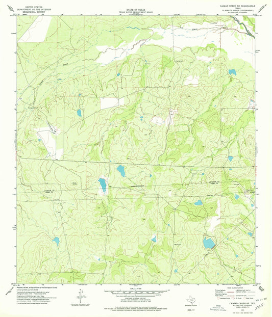 Classic USGS Caiman Creek SE Texas 7.5'x7.5' Topo Map Image
