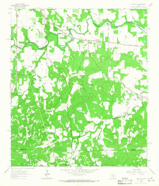 Classic USGS Cain City Texas 7.5'x7.5' Topo Map Image