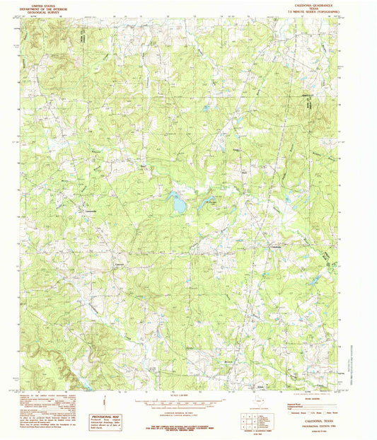 Classic USGS Caledonia Texas 7.5'x7.5' Topo Map Image