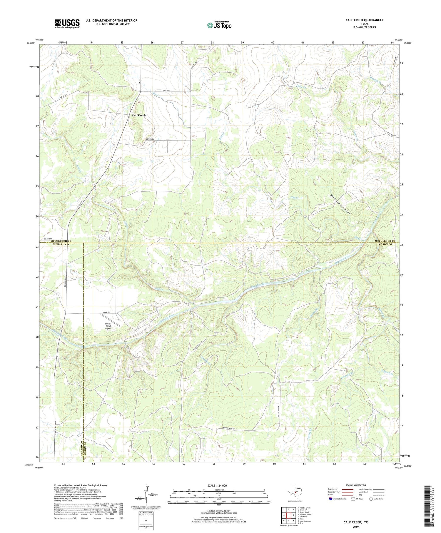 Calf Creek Texas US Topo Map Image
