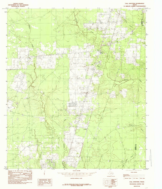 Classic USGS Call Junction Texas 7.5'x7.5' Topo Map Image