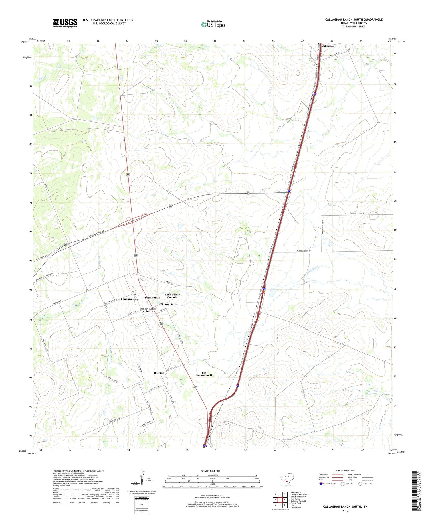 Callaghan Ranch South Texas US Topo Map Image