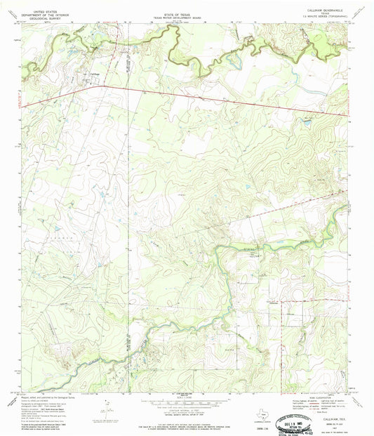 Classic USGS Calliham Texas 7.5'x7.5' Topo Map Image