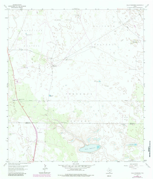 Classic USGS Callo Padrones Texas 7.5'x7.5' Topo Map Image