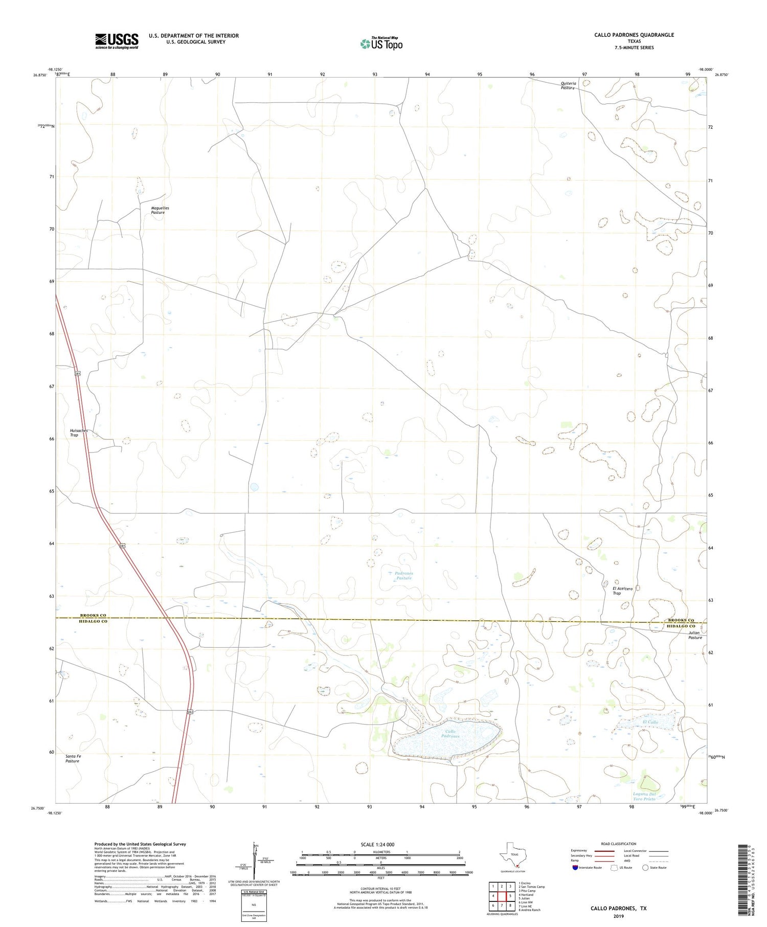Callo Padrones Texas US Topo Map Image