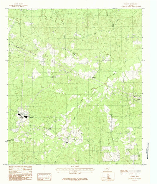 Classic USGS Camden Texas 7.5'x7.5' Topo Map Image