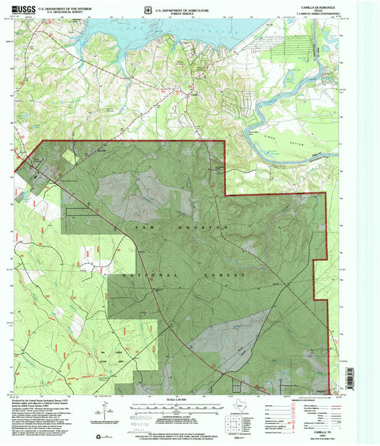 Classic USGS Camilla Texas 7.5'x7.5' Topo Map Image