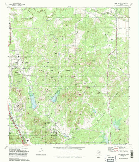 Classic USGS Camp Bullis Texas 7.5'x7.5' Topo Map Image