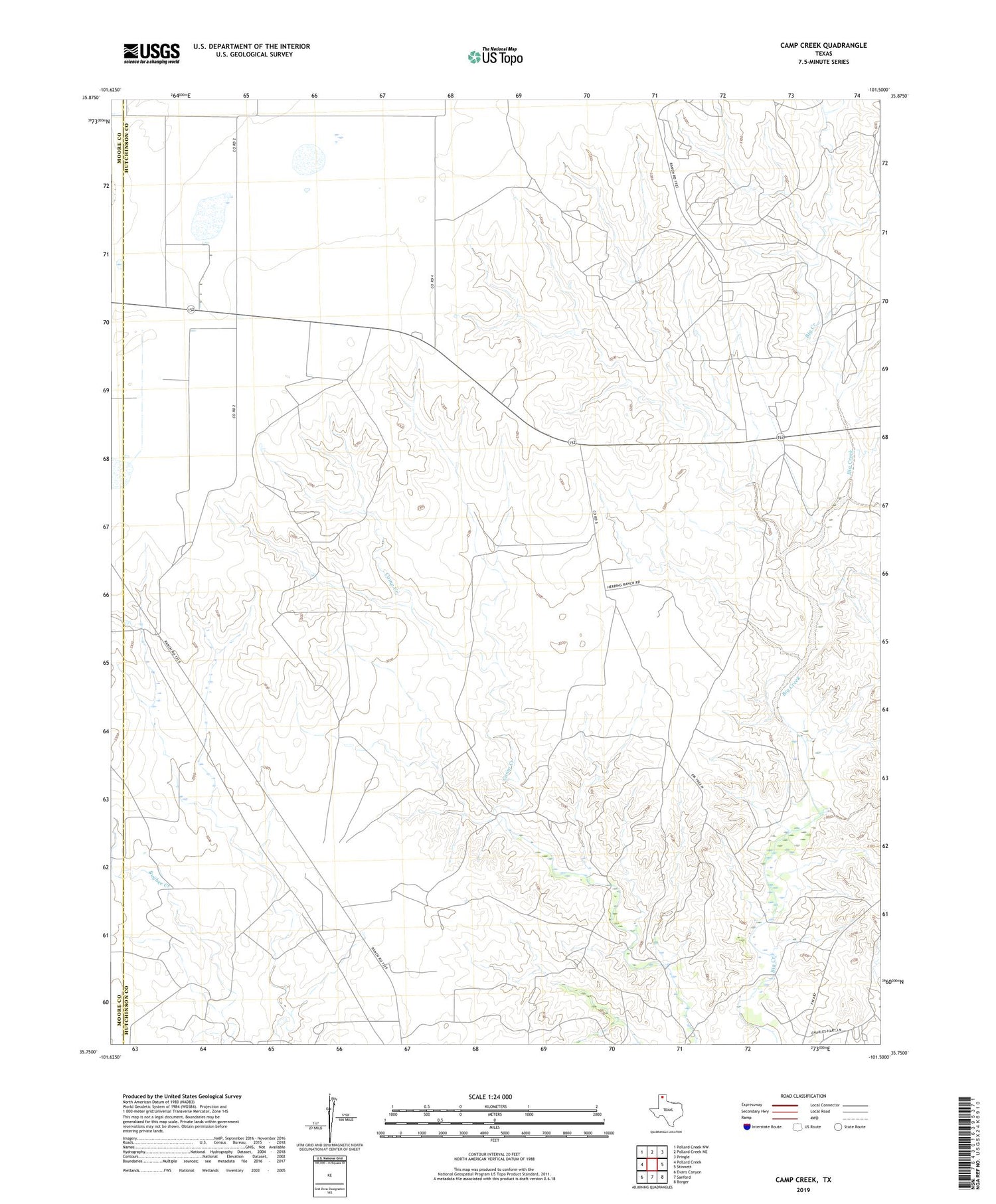 Camp Creek Texas US Topo Map Image