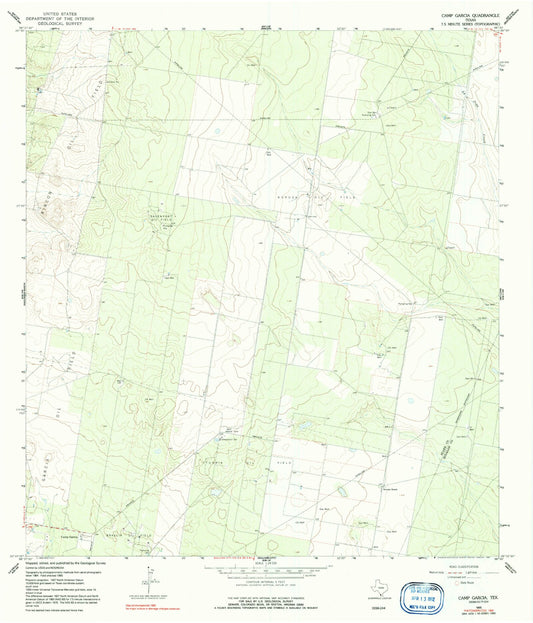 Classic USGS Camp Garcia Texas 7.5'x7.5' Topo Map Image