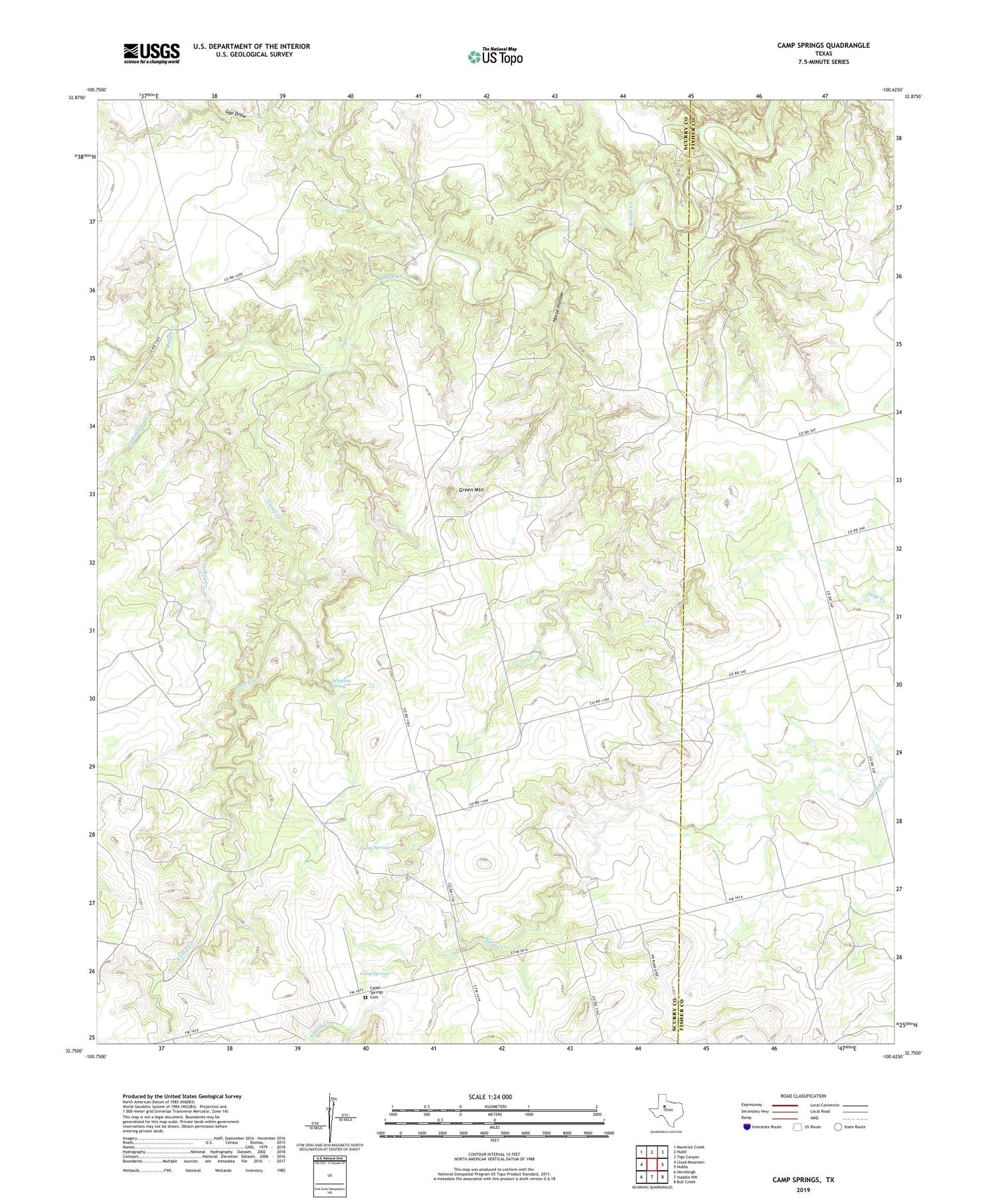 Camp Springs Texas US Topo Map Image