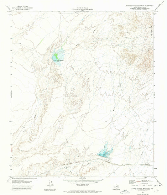 Classic USGS Campo Grande Mountain Texas 7.5'x7.5' Topo Map Image