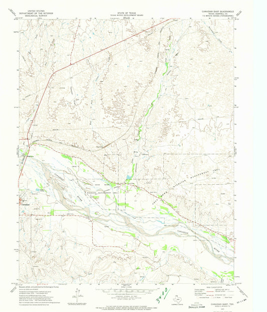 Classic USGS Canadian East Texas 7.5'x7.5' Topo Map Image