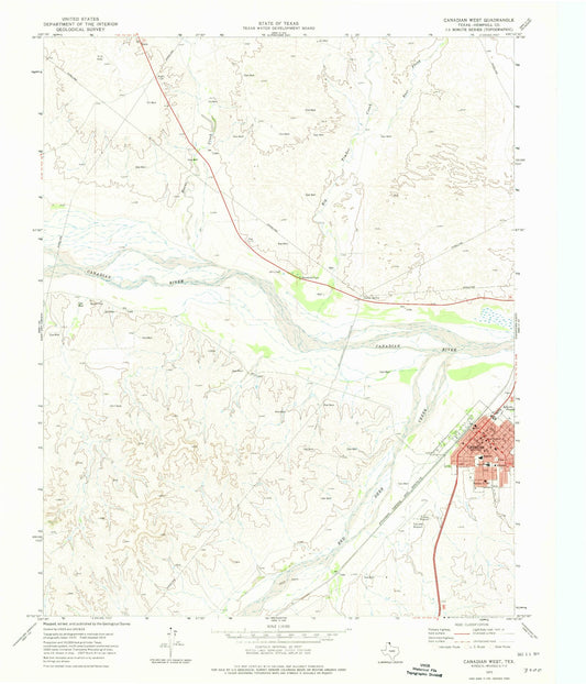 Classic USGS Canadian West Texas 7.5'x7.5' Topo Map Image