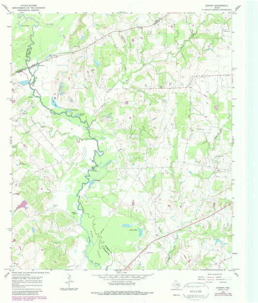 Classic USGS Canary Texas 7.5'x7.5' Topo Map Image