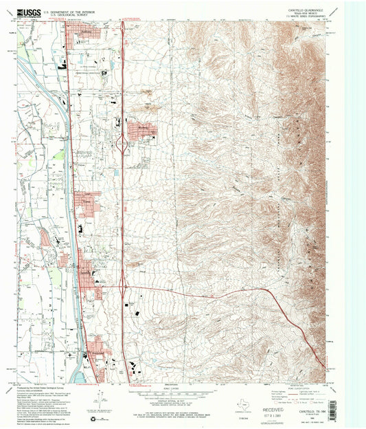 Classic USGS Canutillo Texas 7.5'x7.5' Topo Map Image