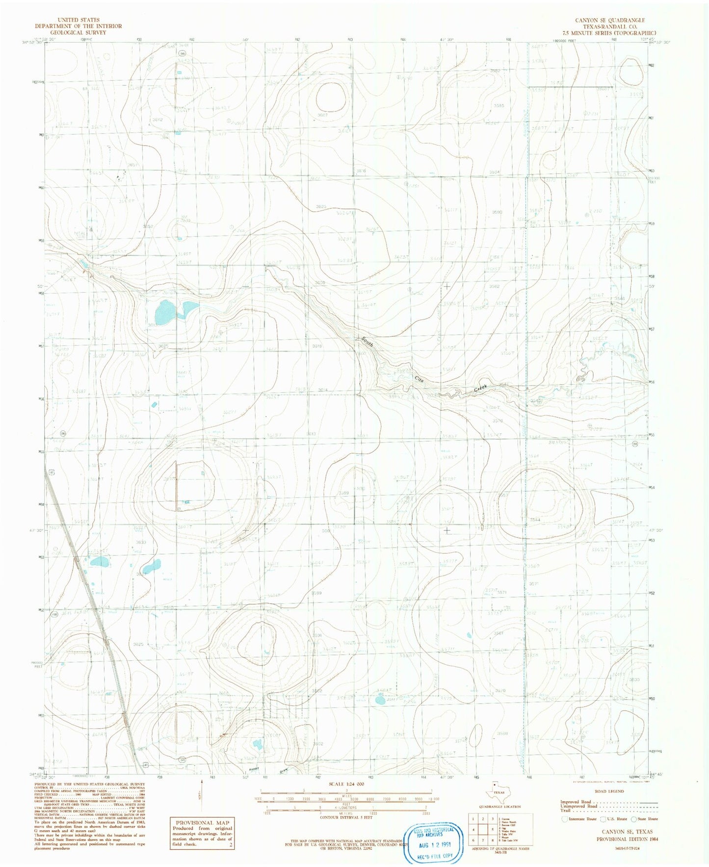 Classic USGS Canyon SE Texas 7.5'x7.5' Topo Map Image