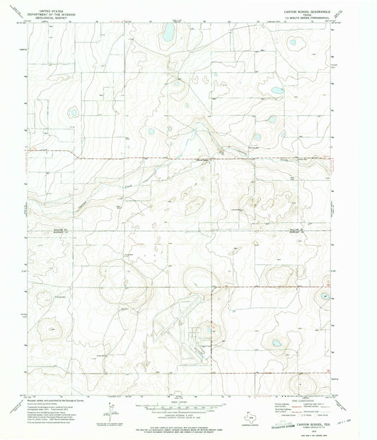 Classic USGS Canyon School Texas 7.5'x7.5' Topo Map Image