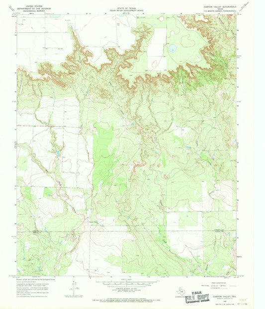 Classic USGS Canyon Valley Texas 7.5'x7.5' Topo Map Image