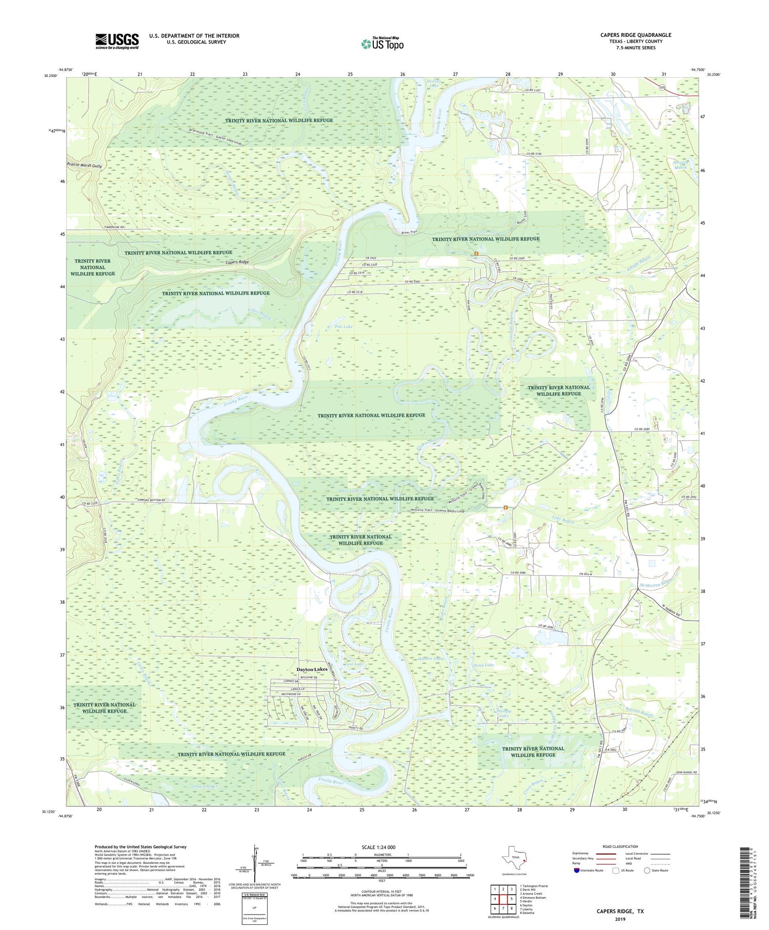 Capers Ridge Texas US Topo Map Image