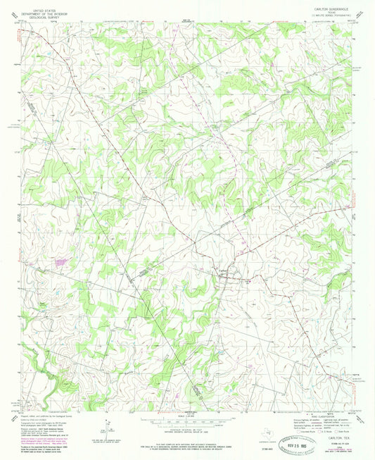 Classic USGS Carlton Texas 7.5'x7.5' Topo Map Image