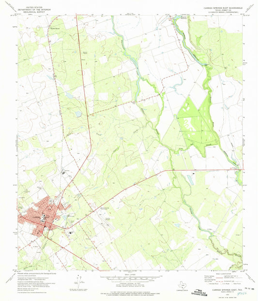 Classic USGS Carrizo Springs East Texas 7.5'x7.5' Topo Map Image