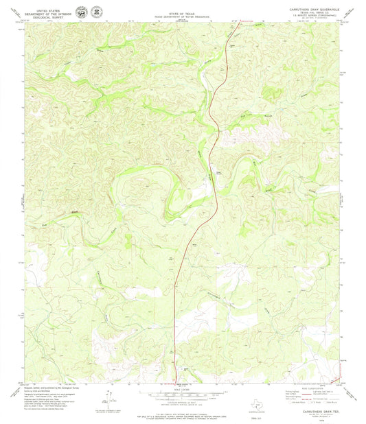 Classic USGS Carruthers Draw Texas 7.5'x7.5' Topo Map Image