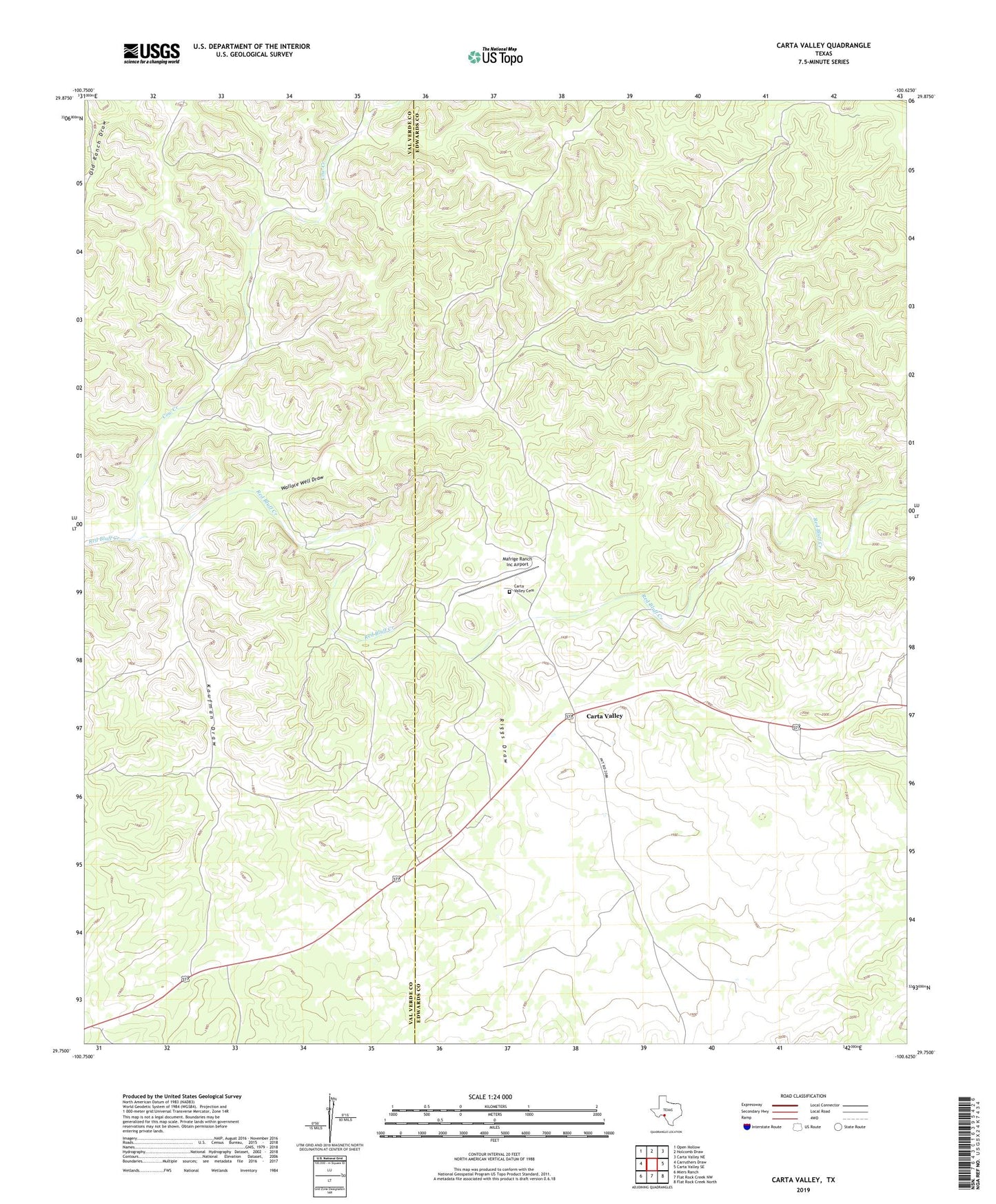 Carta Valley Texas US Topo Map Image