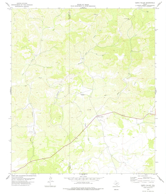 Classic USGS Carta Valley Texas 7.5'x7.5' Topo Map Image