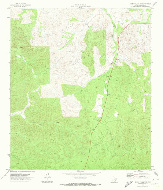 Classic USGS Carta Valley NE Texas 7.5'x7.5' Topo Map Image