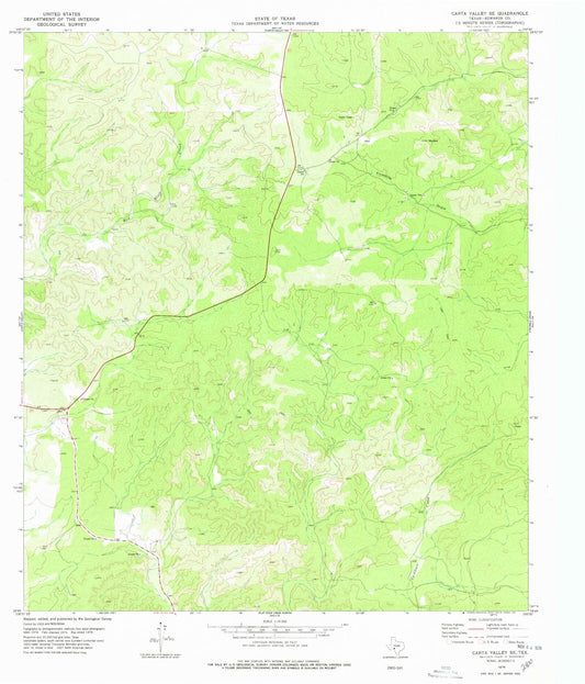 Classic USGS Carta Valley SE Texas 7.5'x7.5' Topo Map Image