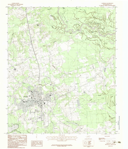 Classic USGS Carthage Texas 7.5'x7.5' Topo Map Image