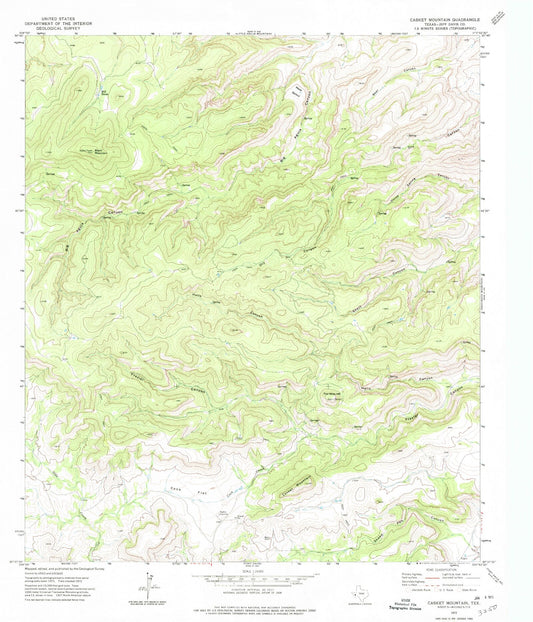 Classic USGS Casket Mountain Texas 7.5'x7.5' Topo Map Image