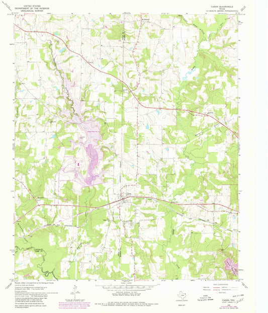 Classic USGS Cason Texas 7.5'x7.5' Topo Map Image