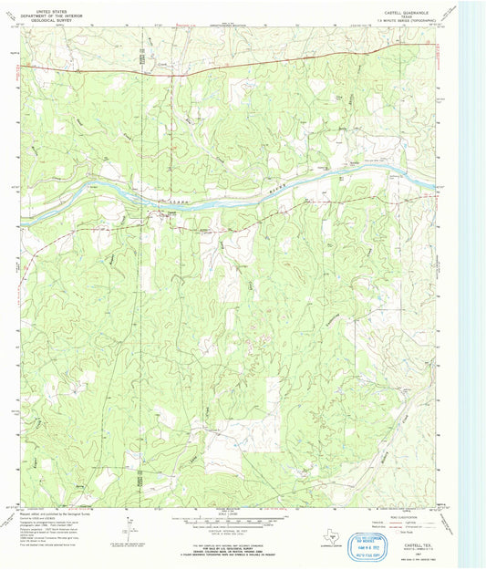 Classic USGS Castell Texas 7.5'x7.5' Topo Map Image