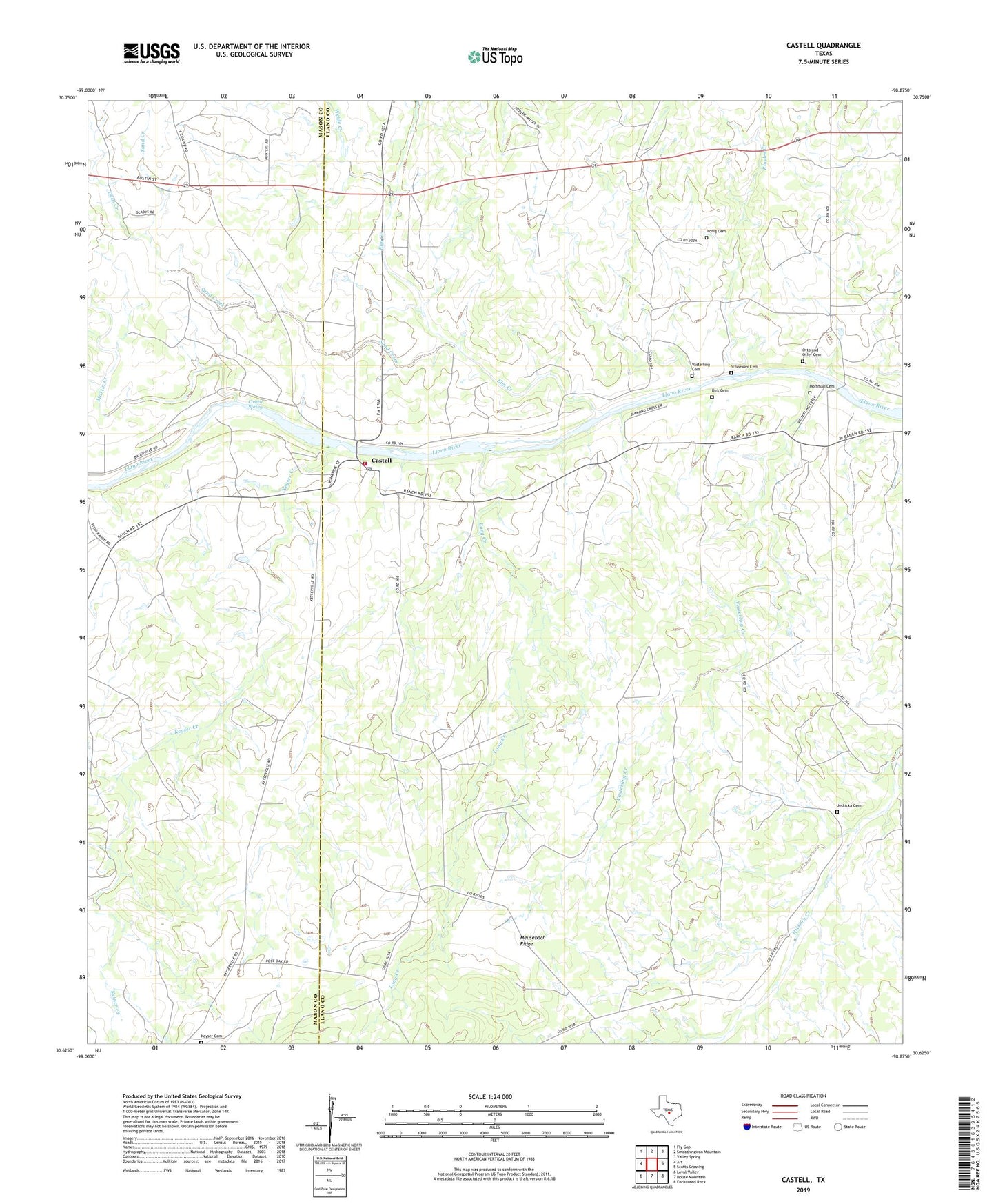 Castell Texas US Topo Map Image