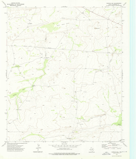 Classic USGS Castile Hill Texas 7.5'x7.5' Topo Map Image