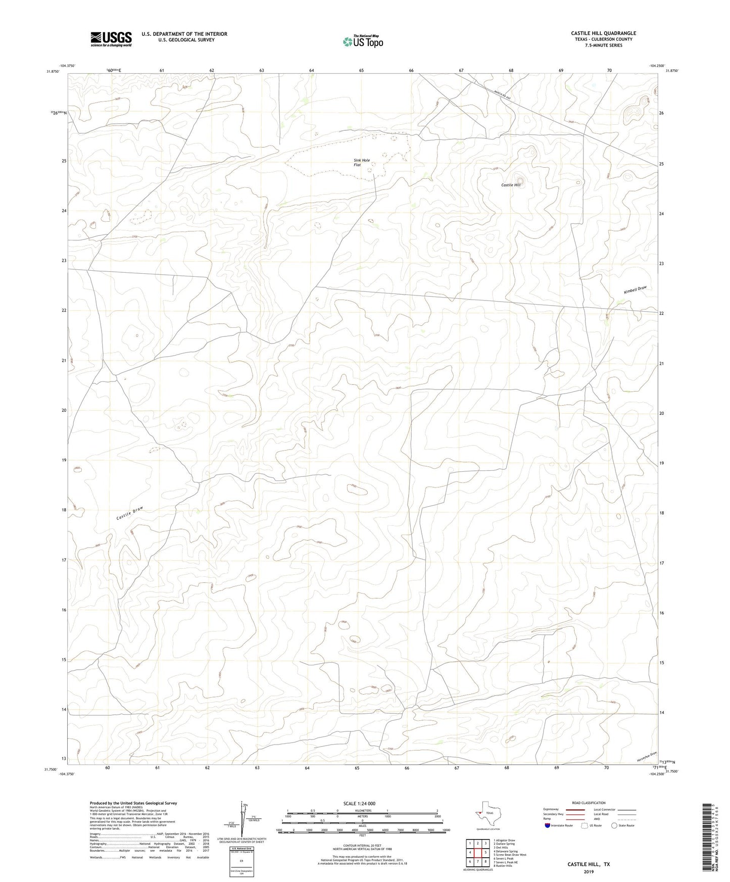 Castile Hill Texas US Topo Map Image