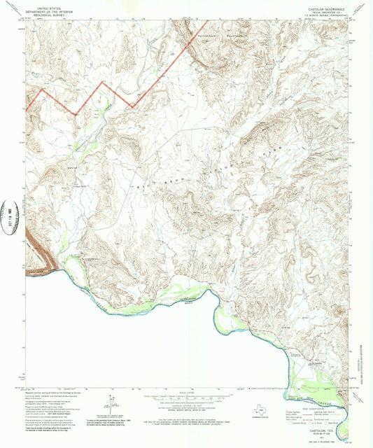 Classic USGS Castolon Texas 7.5'x7.5' Topo Map Image