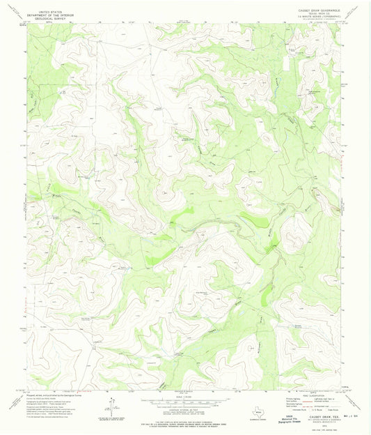 Classic USGS Causey Draw Texas 7.5'x7.5' Topo Map Image