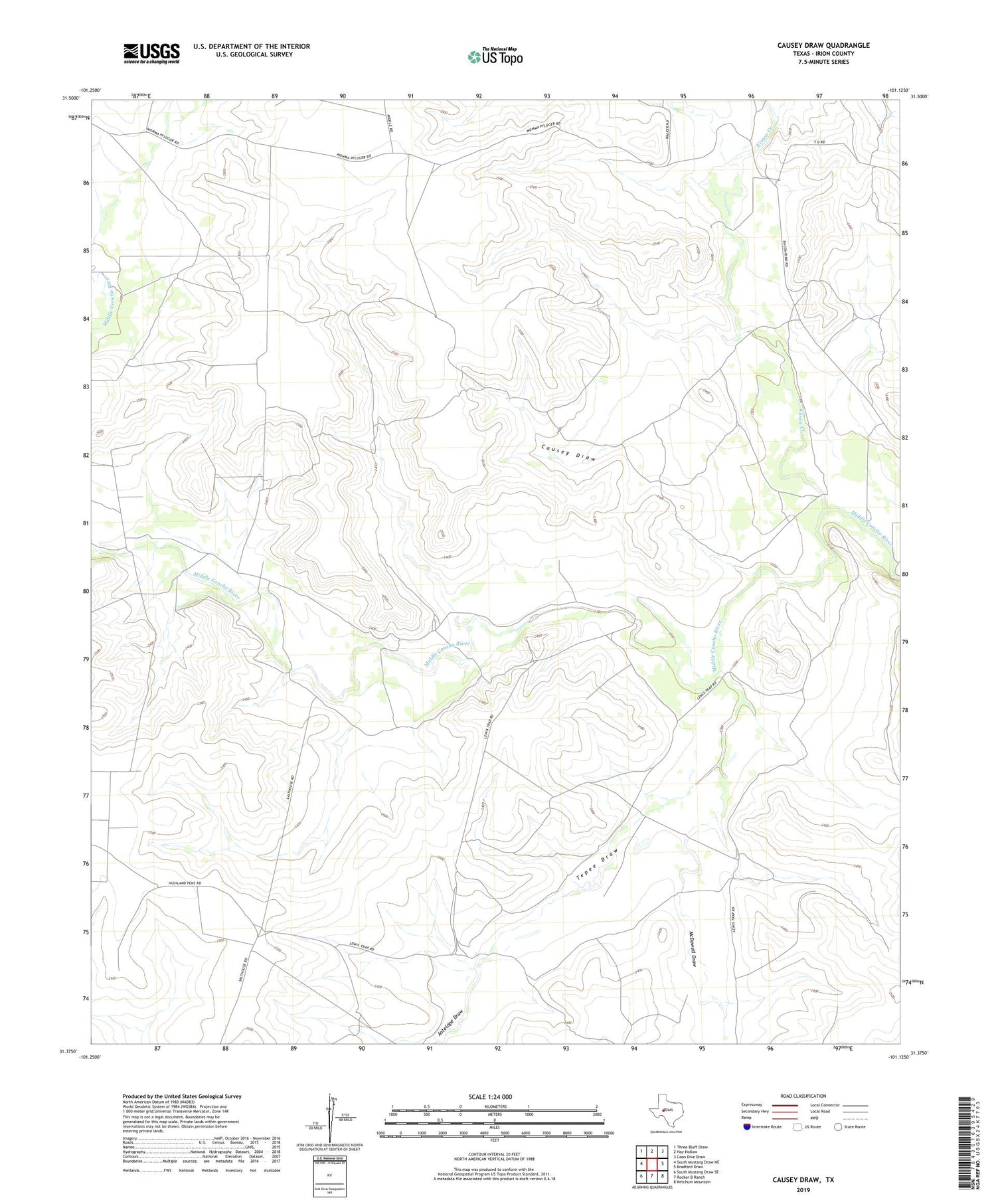 Causey Draw Texas US Topo Map Image