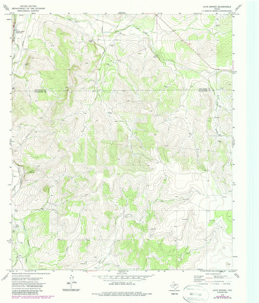 Classic USGS Cave Spring Texas 7.5'x7.5' Topo Map Image