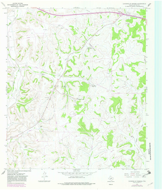 Classic USGS Caverns of Sonora Texas 7.5'x7.5' Topo Map Image