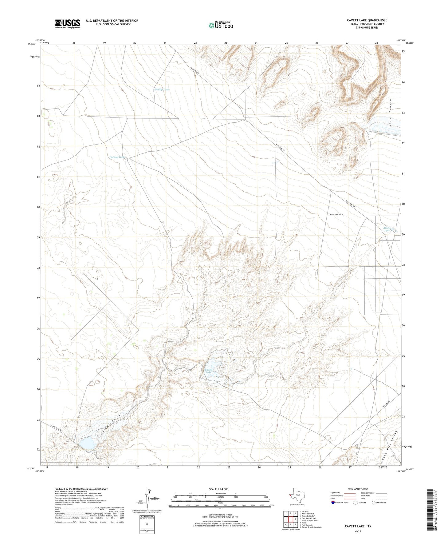 Cavett Lake Texas US Topo Map Image