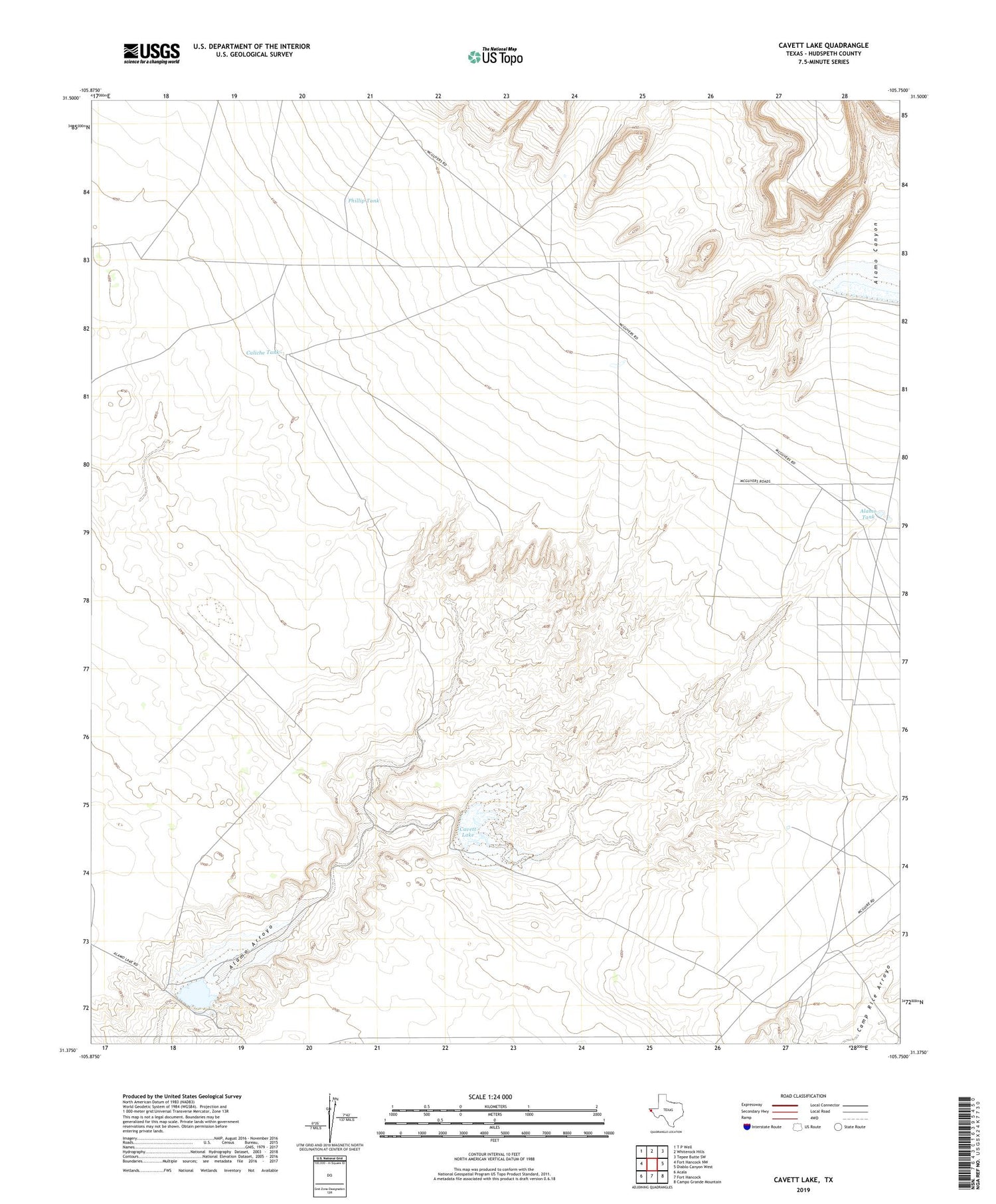 Cavett Lake Texas US Topo Map Image